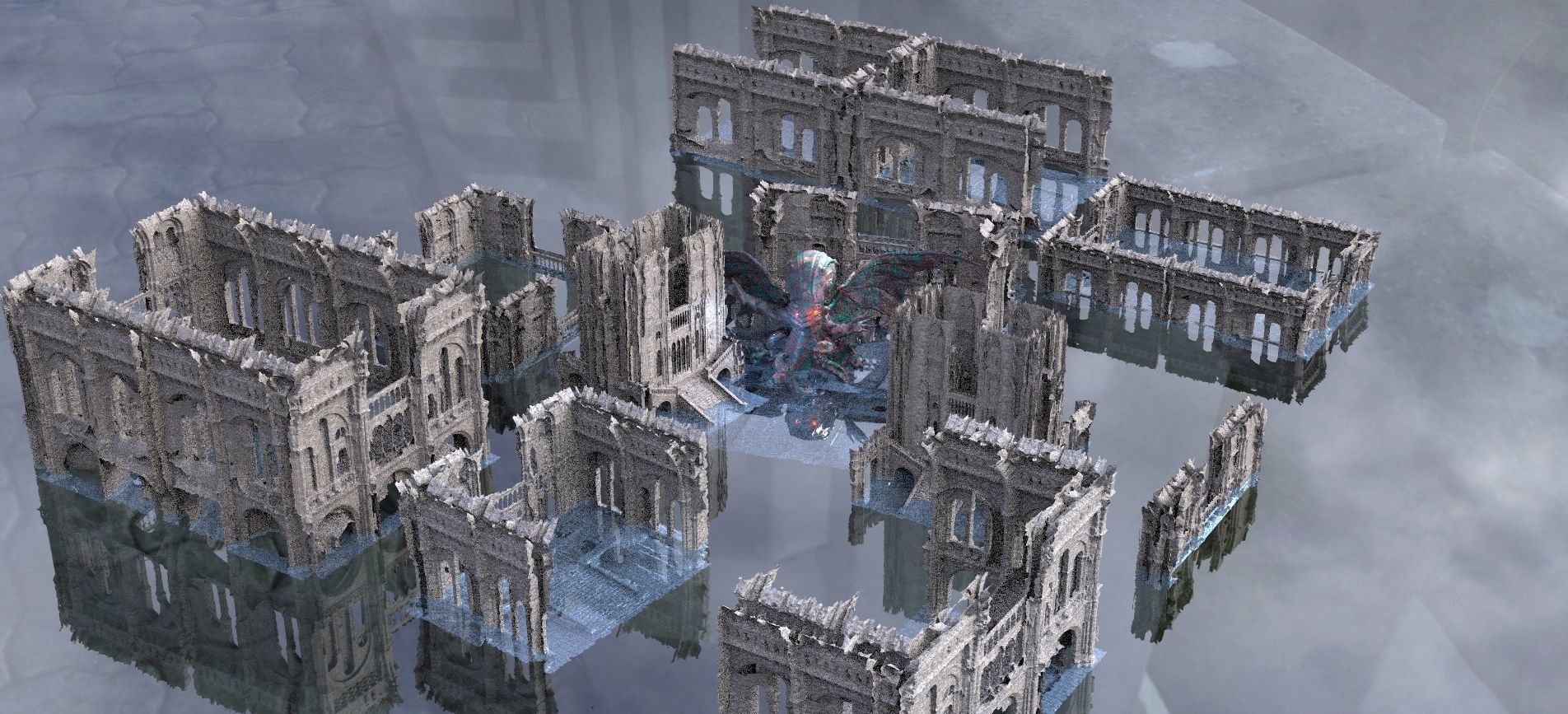 Cthulhu Cult halls 10 models Kit bash 3D 3D model_16