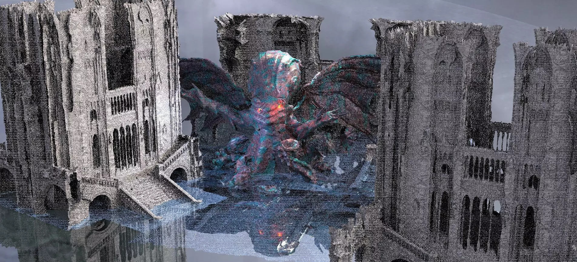 Cthulhu Cult halls With Cthulhu Monster 3D model