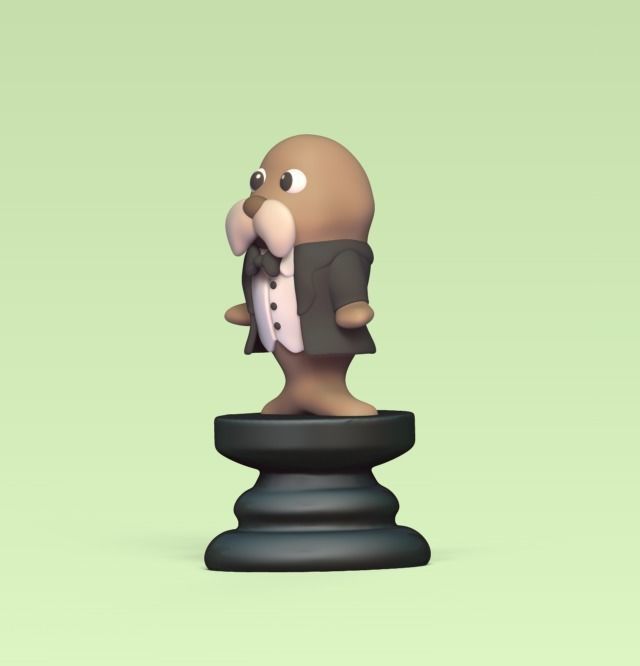 Alice Chess - Side B - Bishop - Walrus 3D print model_1
