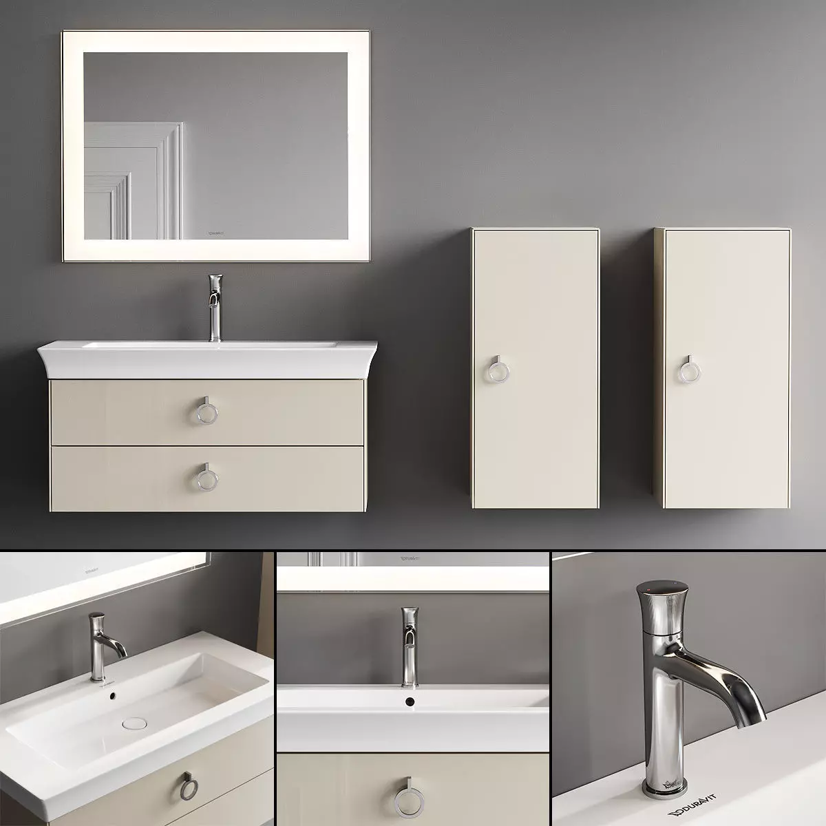 Duravit White Tulip Vanity Unit Set 2 3D model_0