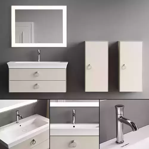 Duravit White Tulip Vanity Unit Set 2 3D model