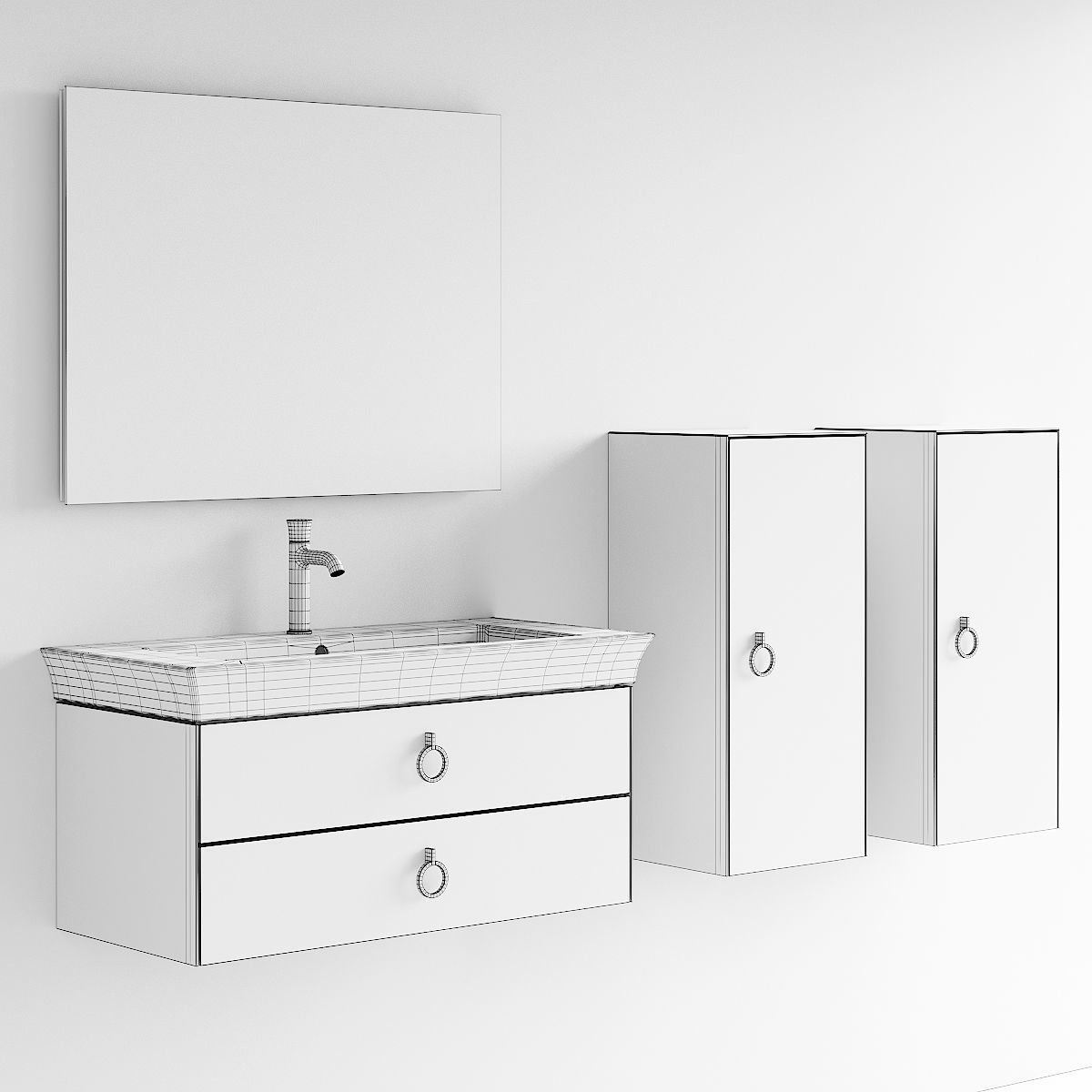 Duravit White Tulip Vanity Unit Set 2 3D model_4