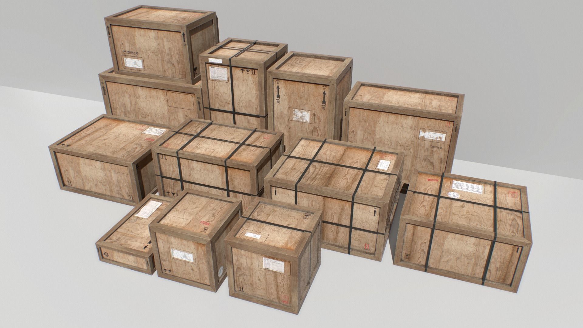 Old Wooden Cargo Crates 4k Low-poly 3D model_2