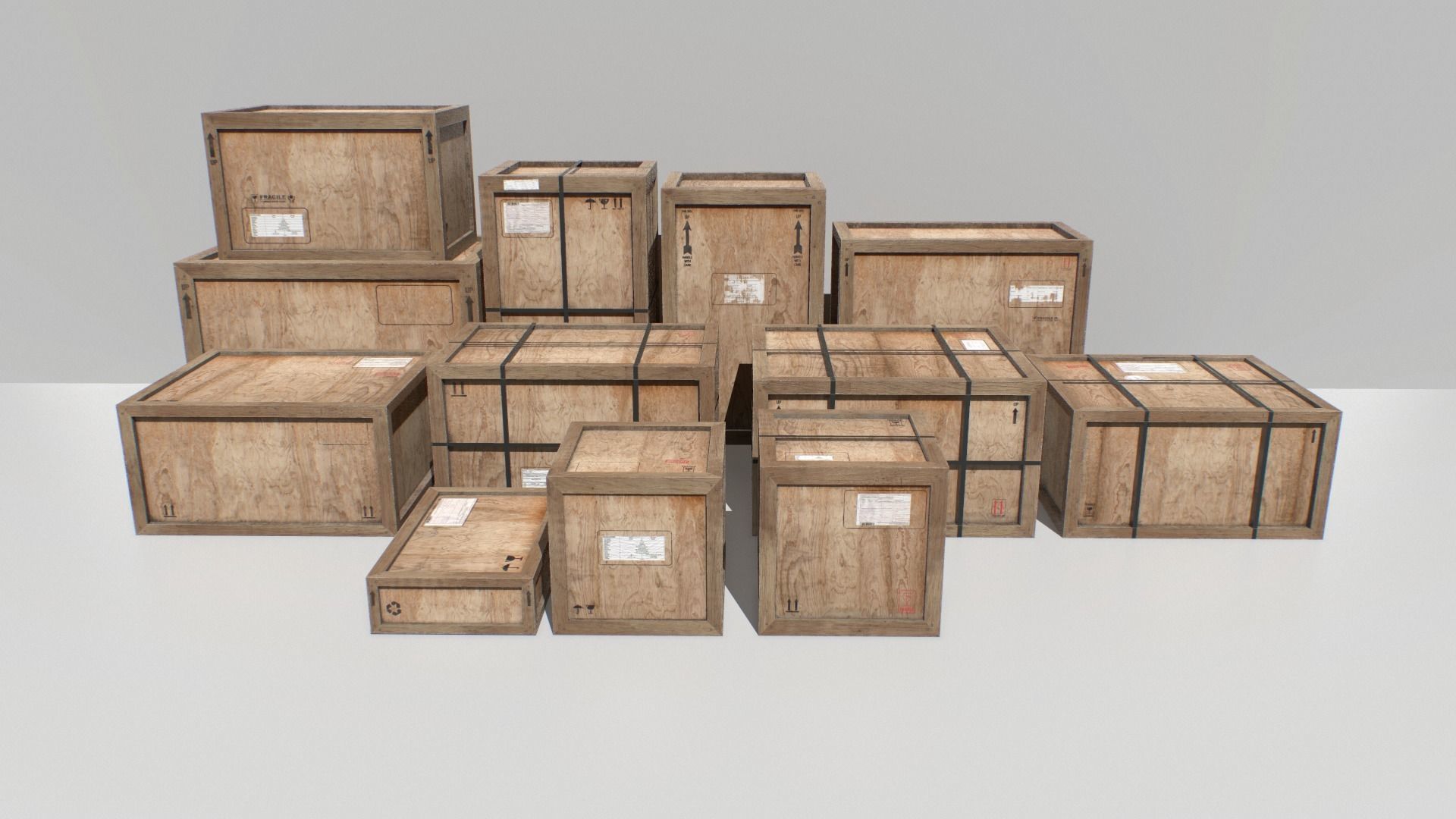 Old Wooden Cargo Crates 4k Low-poly 3D model_3