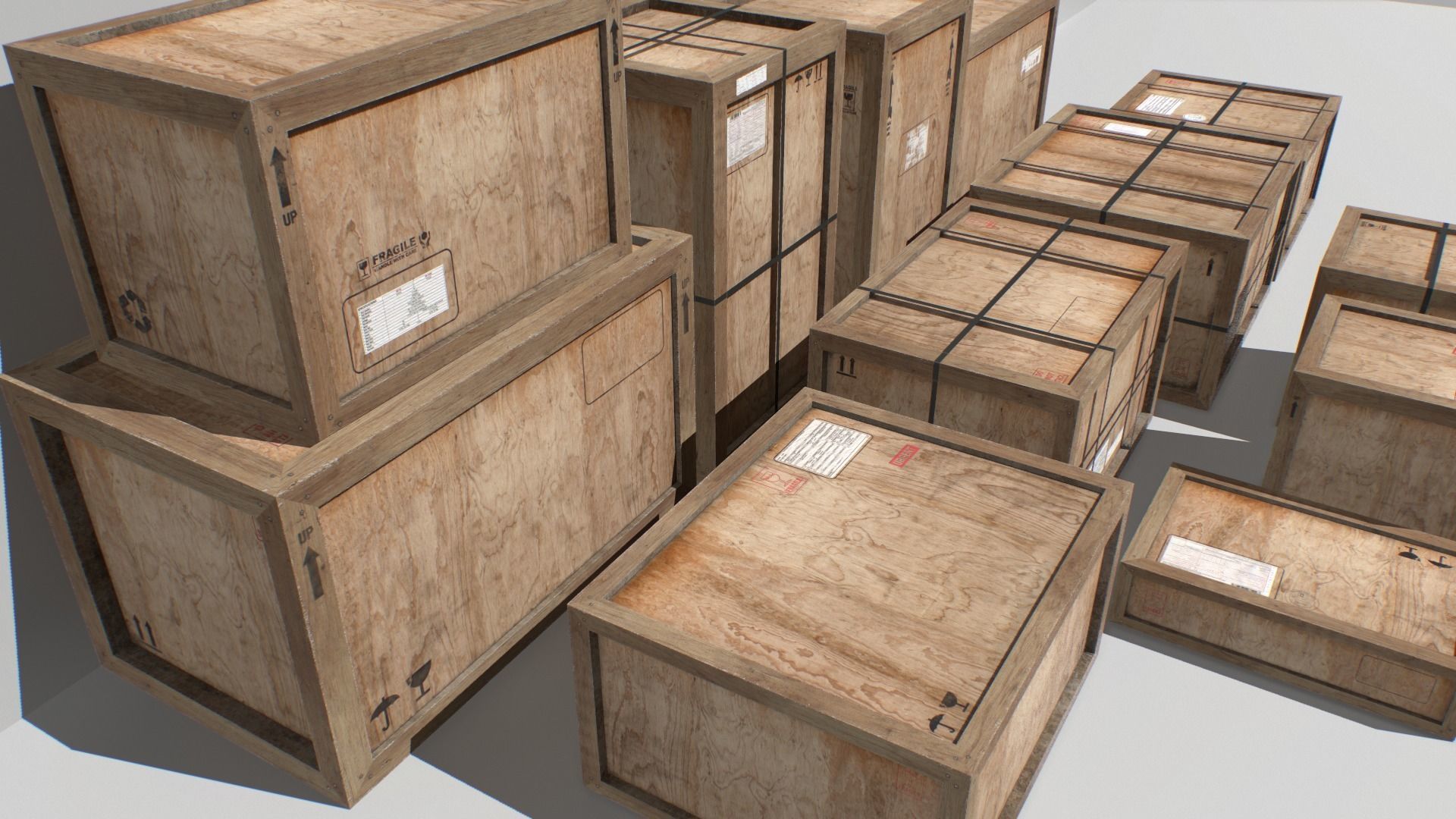 Old Wooden Cargo Crates 4k Low-poly 3D model_6