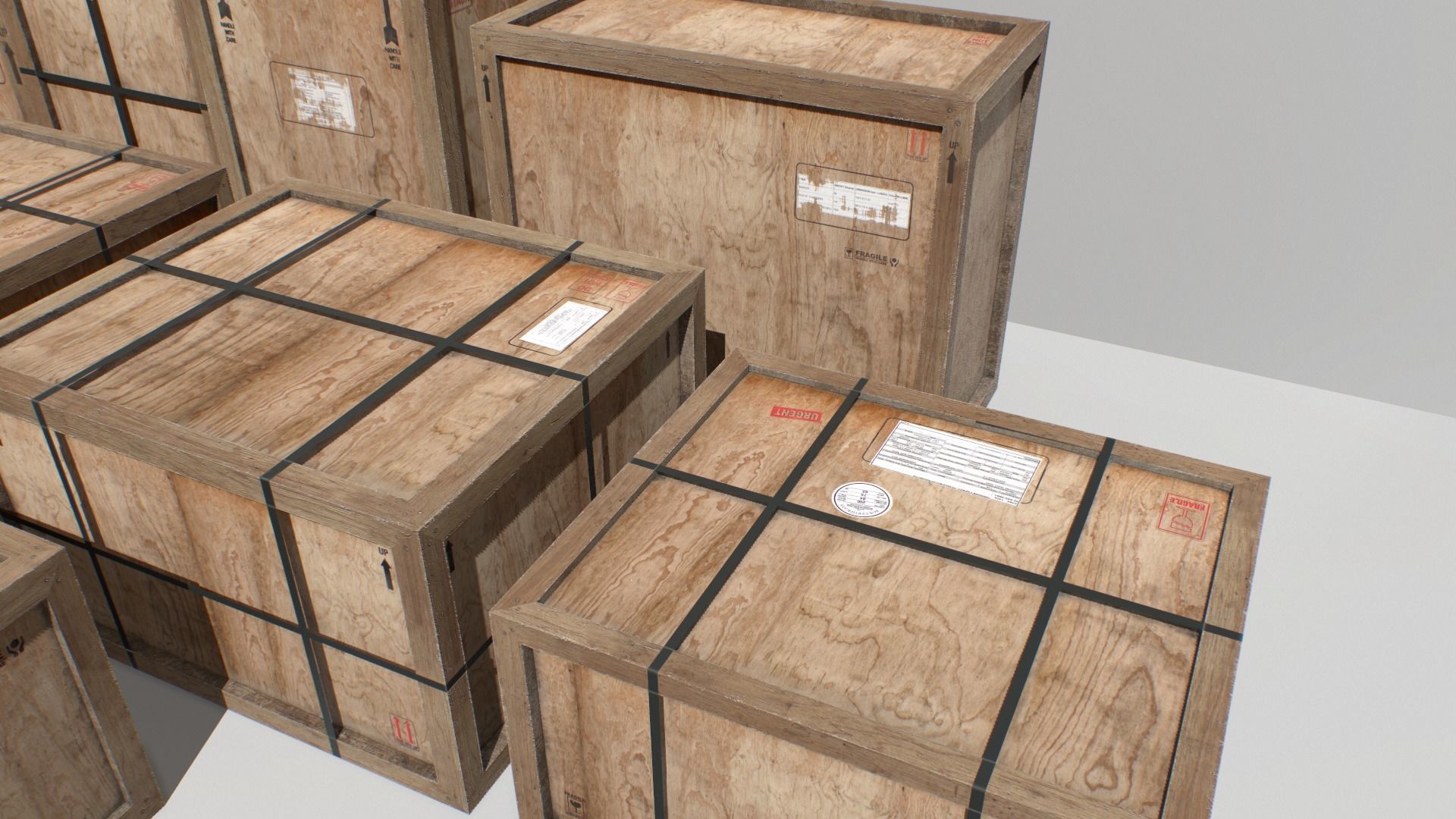 Old Wooden Cargo Crates 4k Low-poly 3D model_4