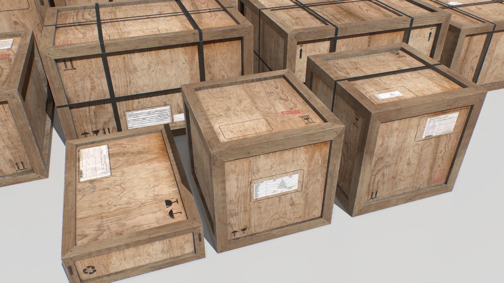 Old Wooden Cargo Crates 4k Low-poly 3D model_5