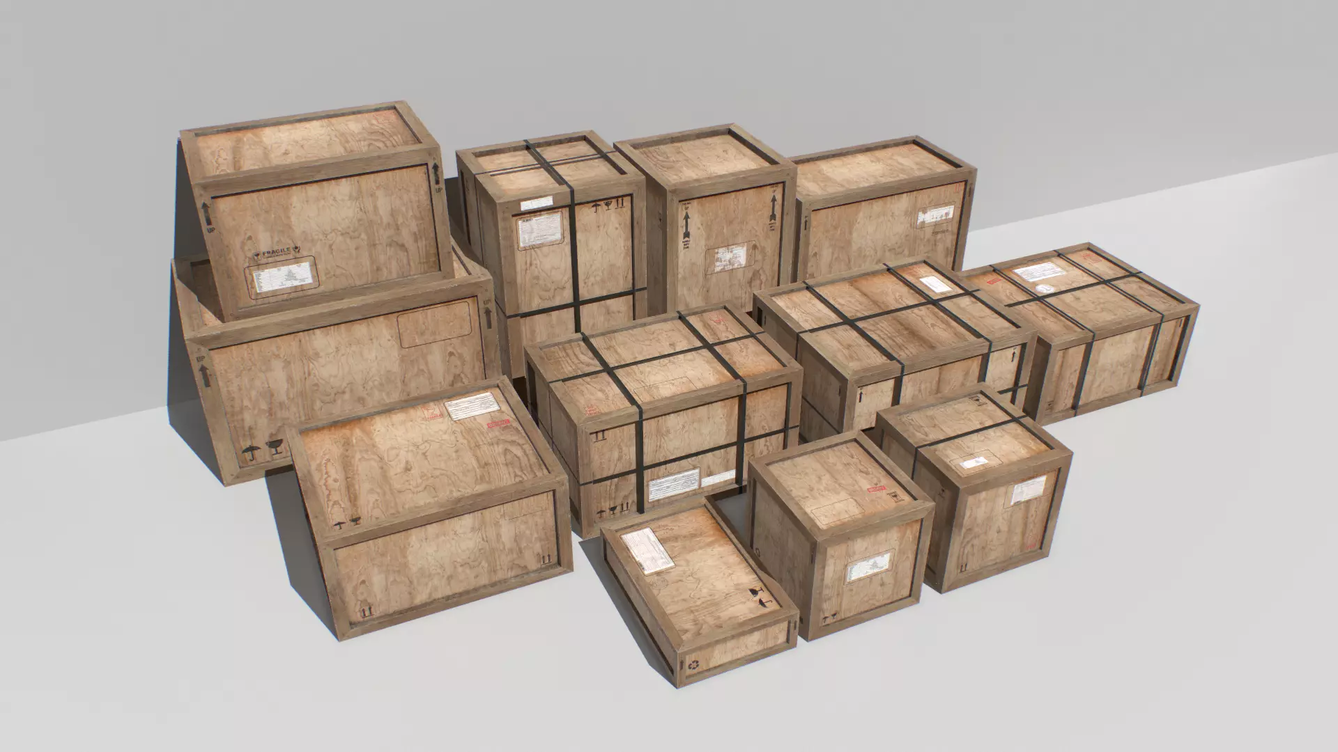 Old Wooden Cargo Crates 4k Low-poly 3D model_0
