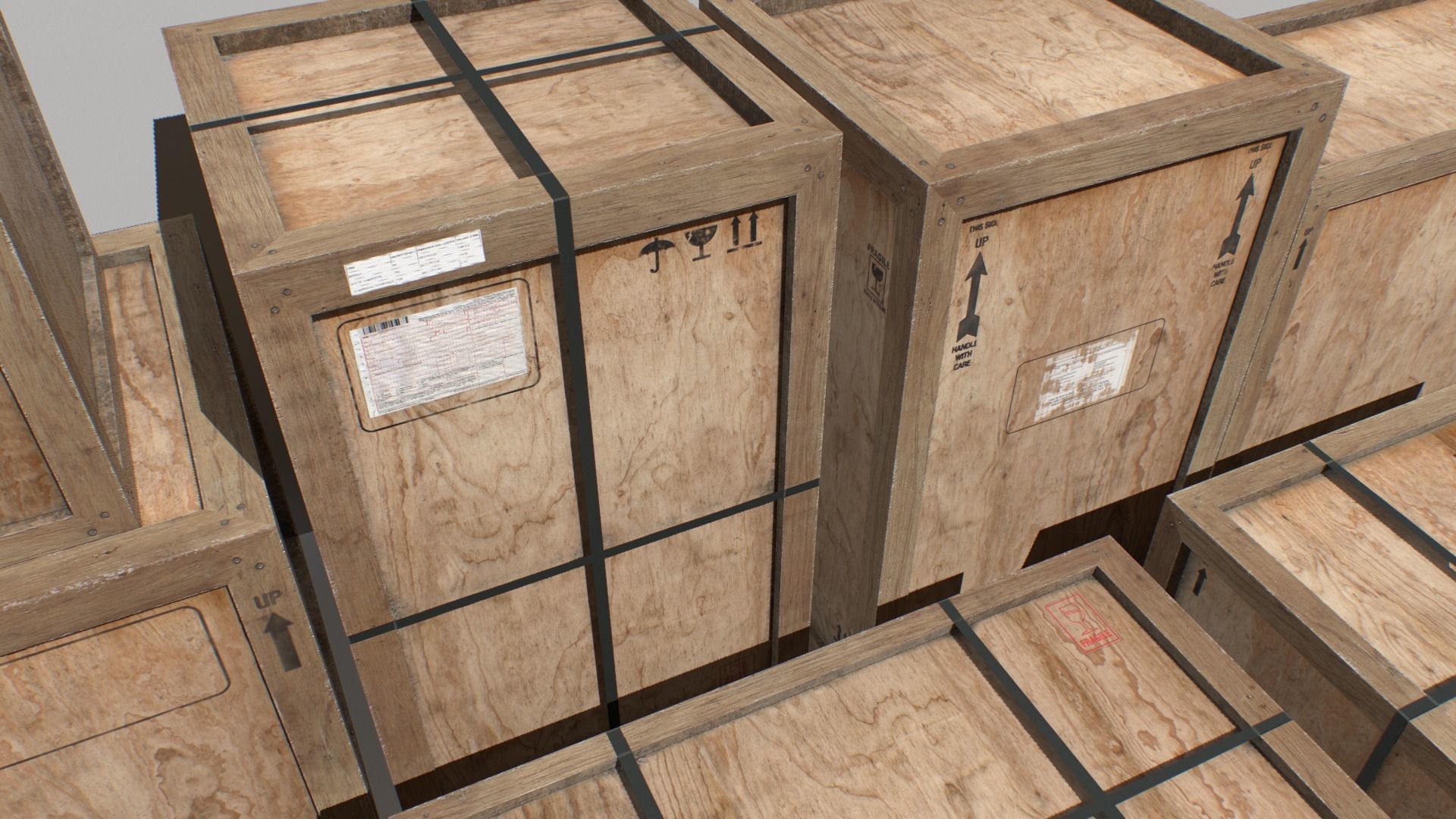 Old Wooden Cargo Crates 4k Low-poly 3D model_7