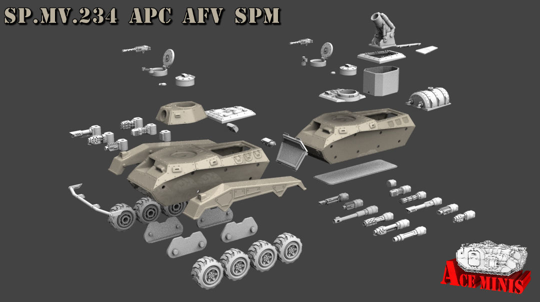 SPMV 234 LOTHAR APC AFV SPM MRL SPAAG 3D print model_2