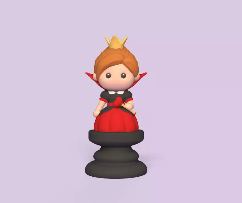Alice Chess - Side B - Queen - Queen of Hearts 3D print model_0