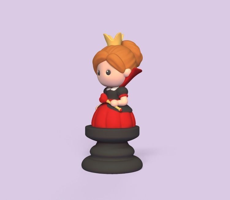Alice Chess - Side B - Queen - Queen of Hearts 3D print model_3