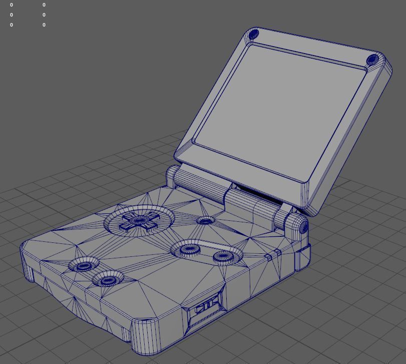 Gameboy Advance SP Kirby Low-poly 3D model_11