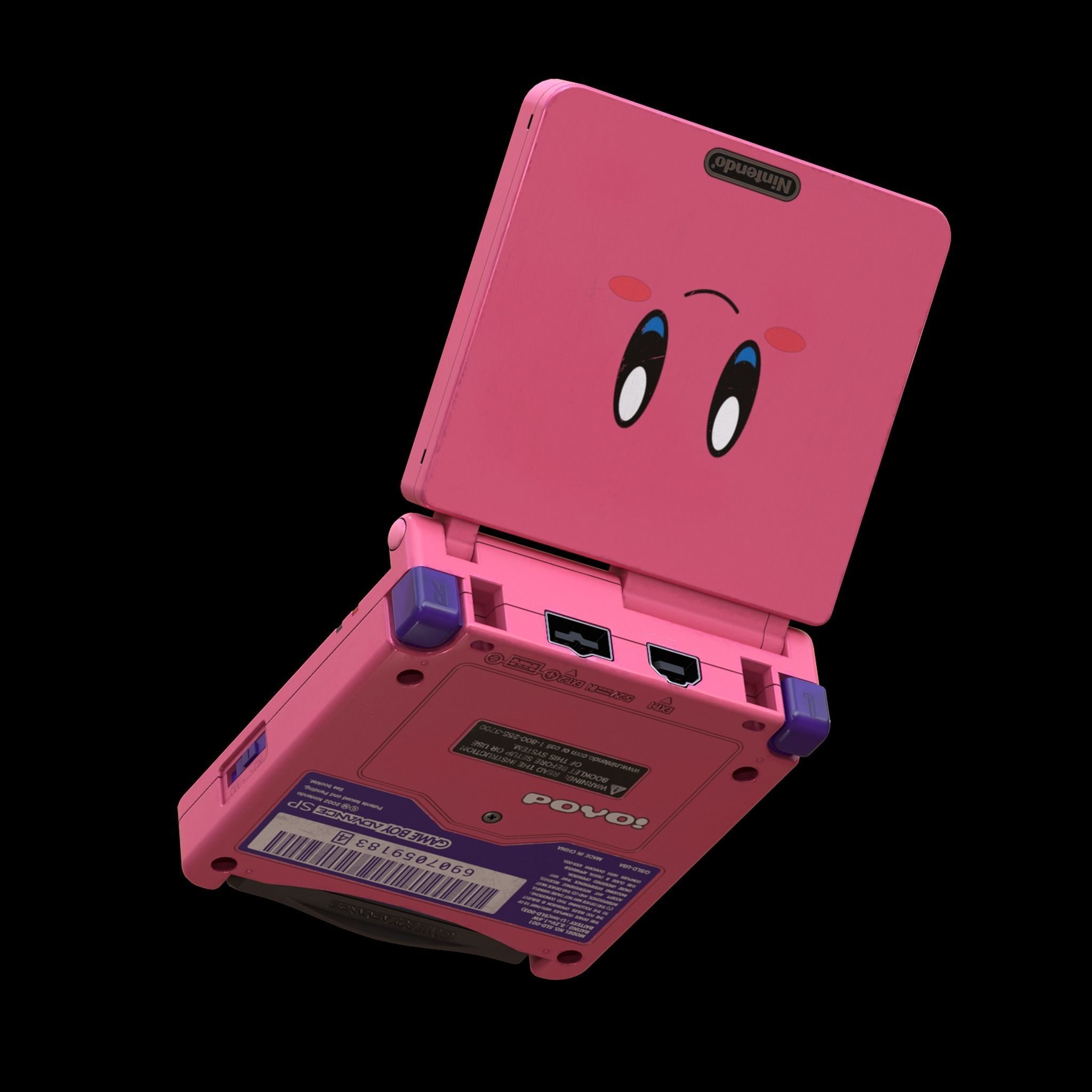 Gameboy Advance SP Kirby Low-poly 3D model_3