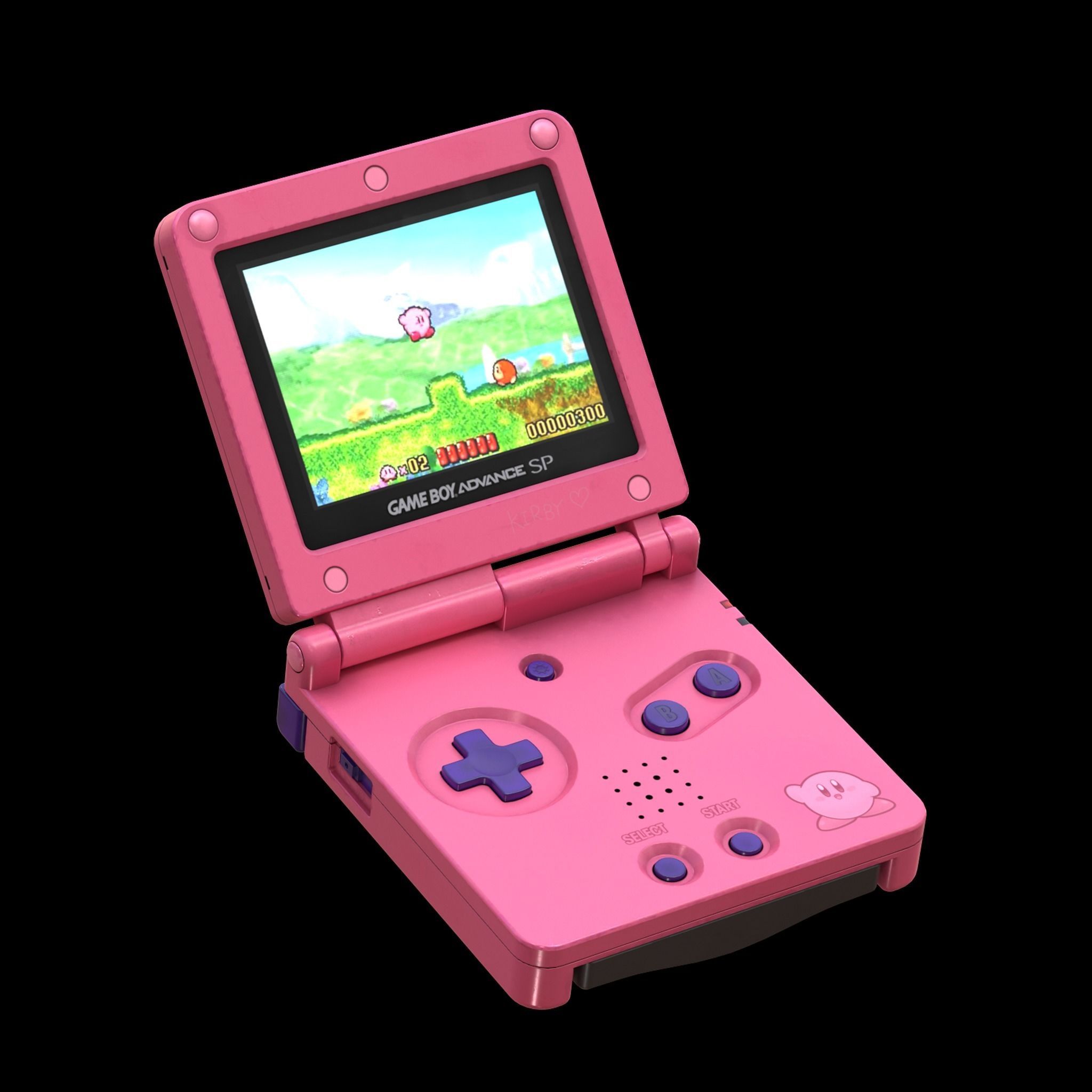 Gameboy Advance SP Kirby Low-poly 3D model_2