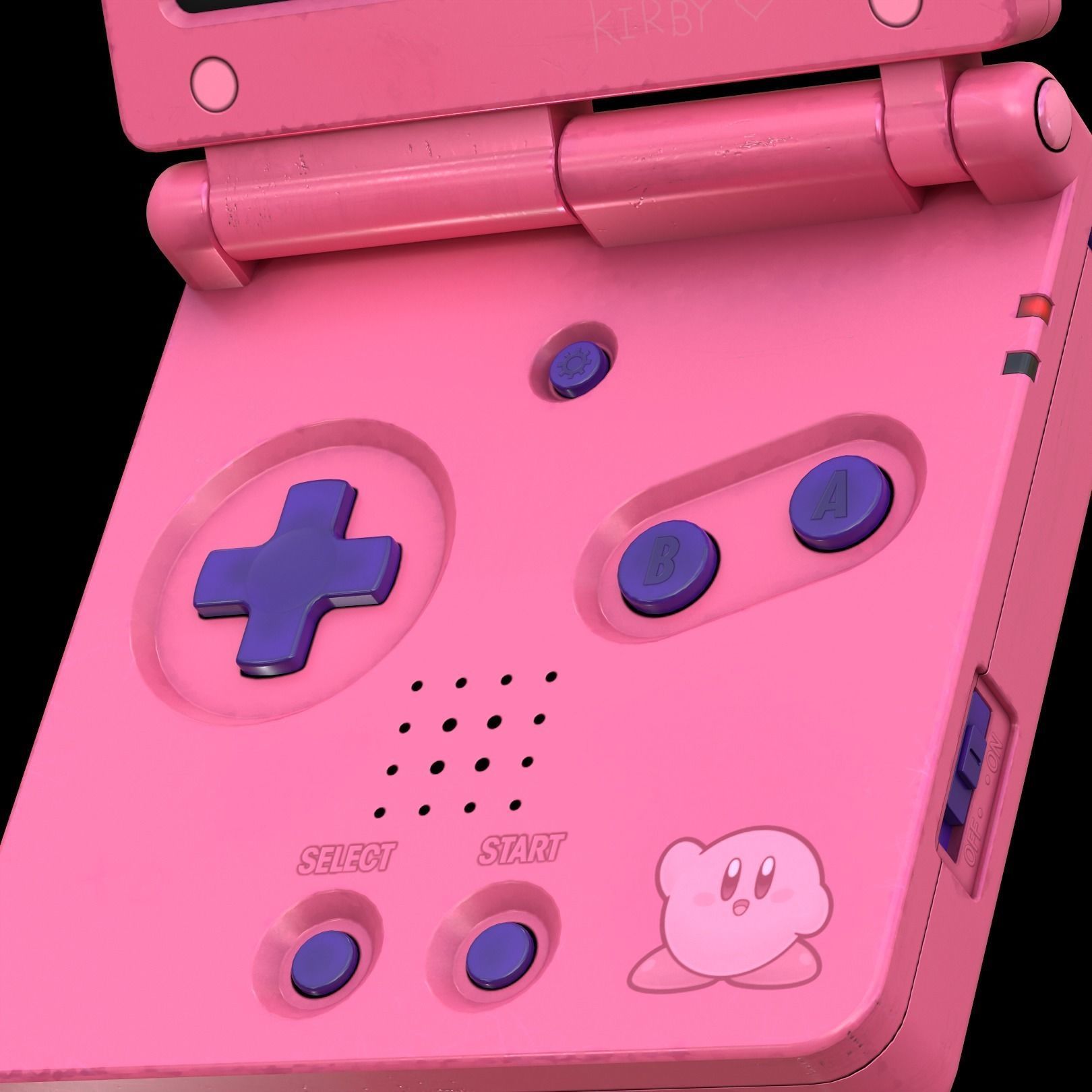 Gameboy Advance SP Kirby Low-poly 3D model_4