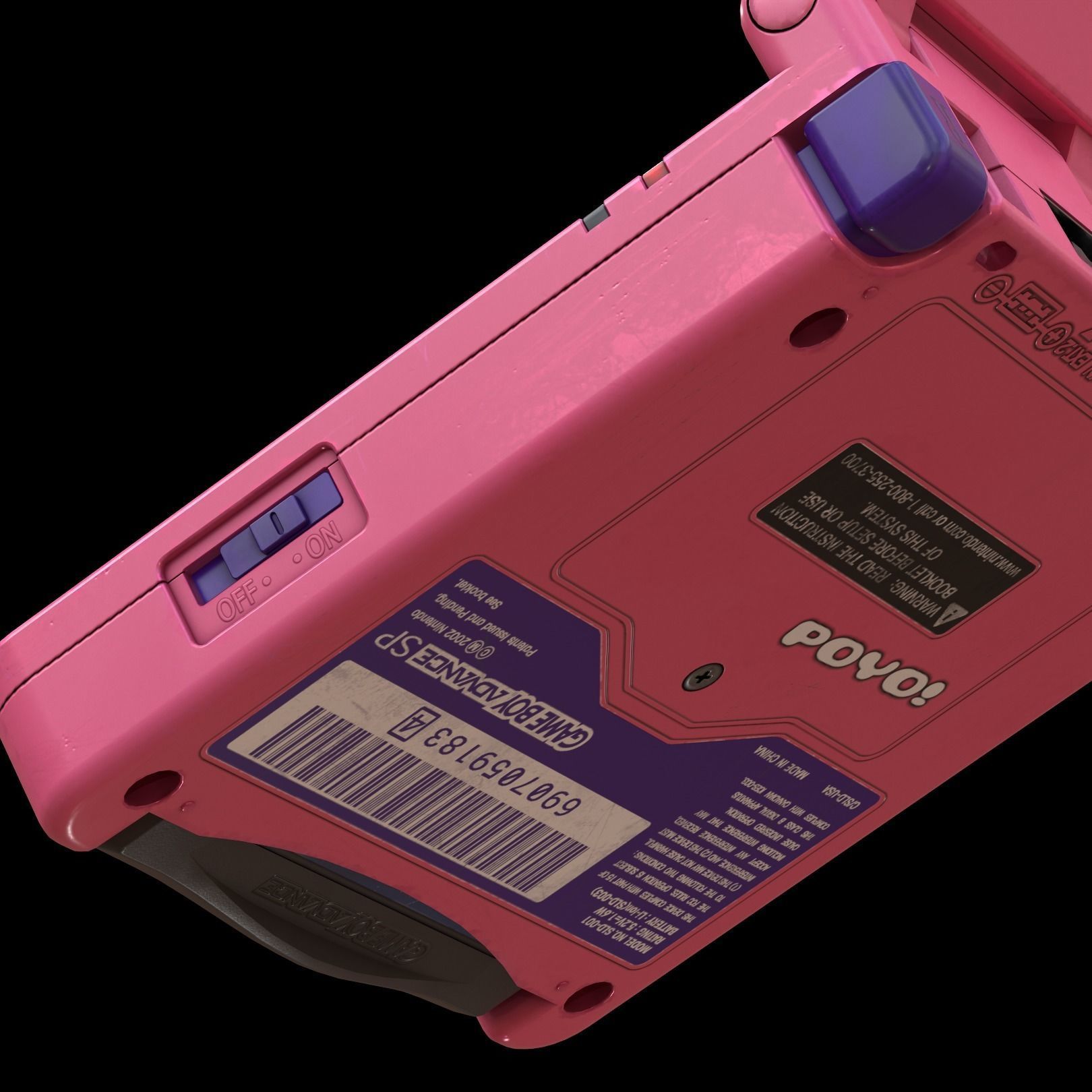 Gameboy Advance SP Kirby Low-poly 3D model_5