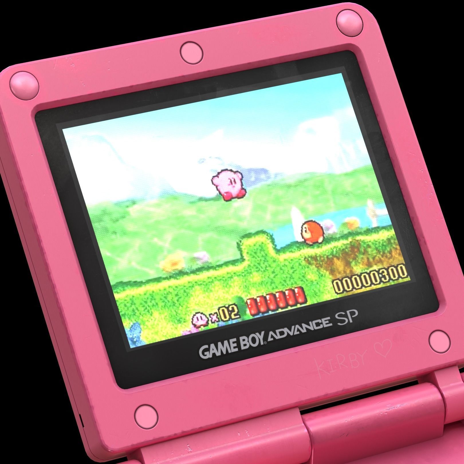 Gameboy Advance SP Kirby Low-poly 3D model_6