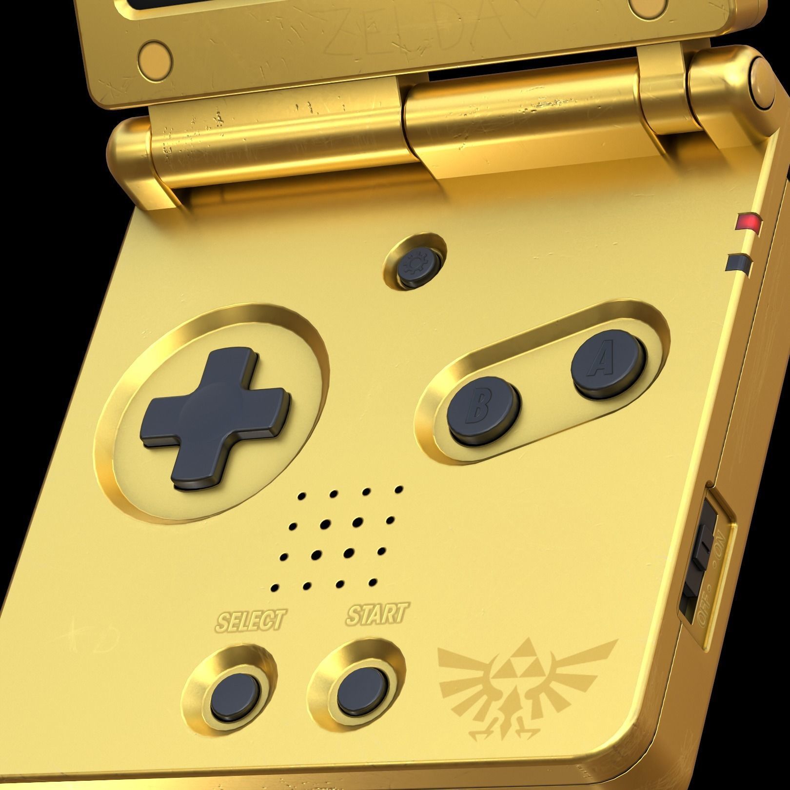Gameboy Advance SP Zelda Low-poly 3D model_4