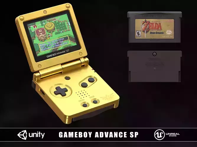 Gameboy Advance SP Zelda Low-poly 3D model