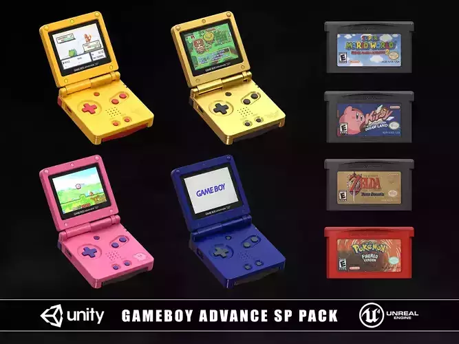 Gameboy Advance SP Pack 3D Model Collection