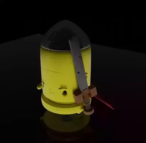 character in the form of a bullet with a sword and a cloak