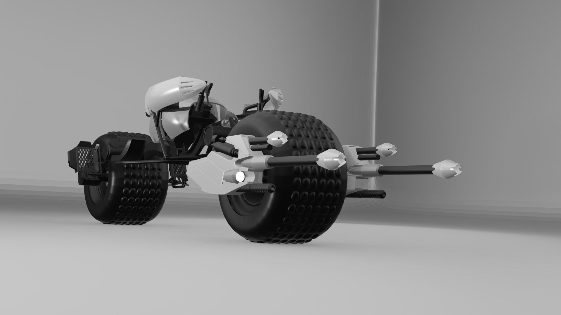 BATPOD motorcycle with gun Low-poly 3D model_3
