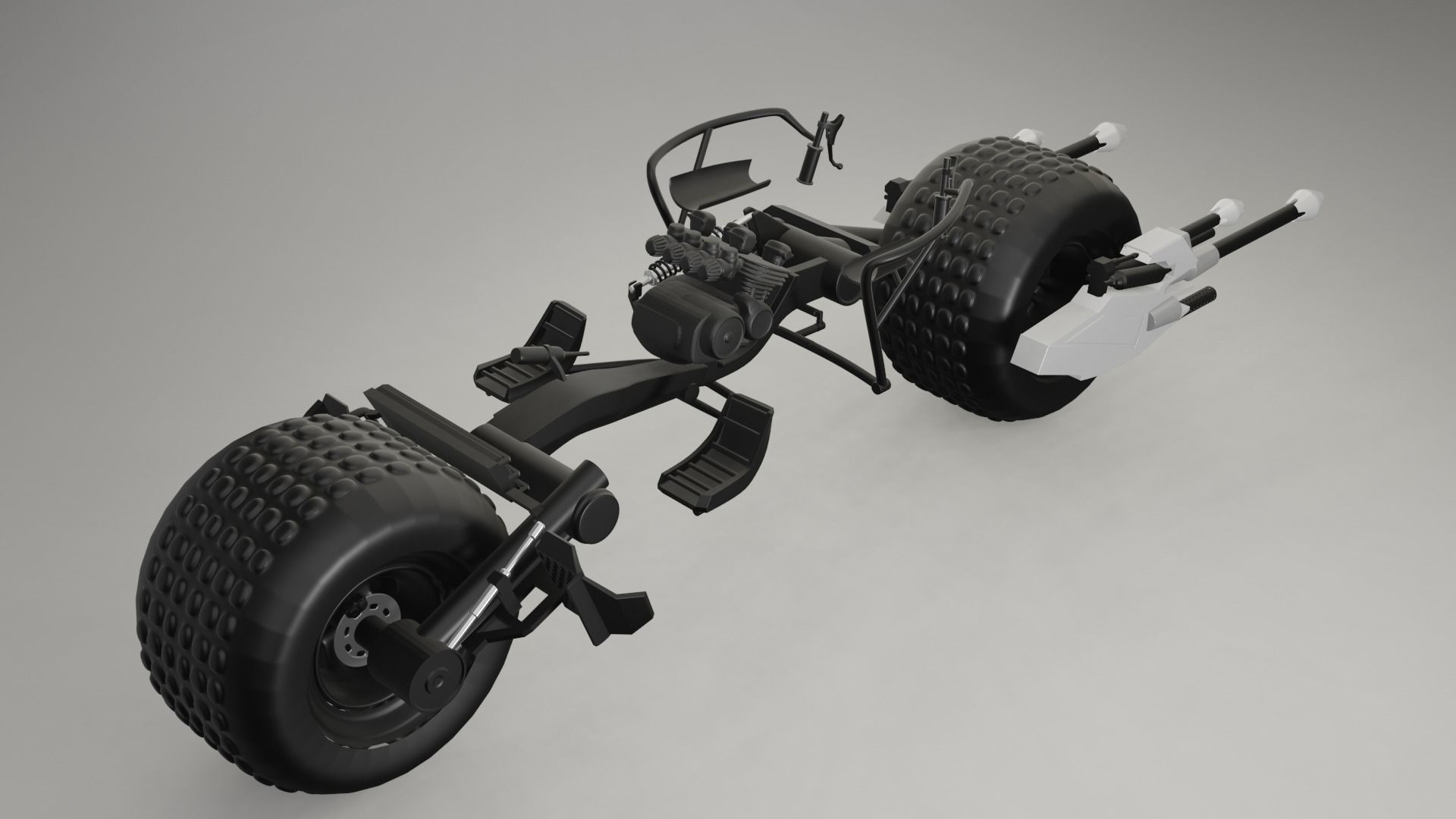 BATPOD motorcycle with gun Low-poly 3D model_4