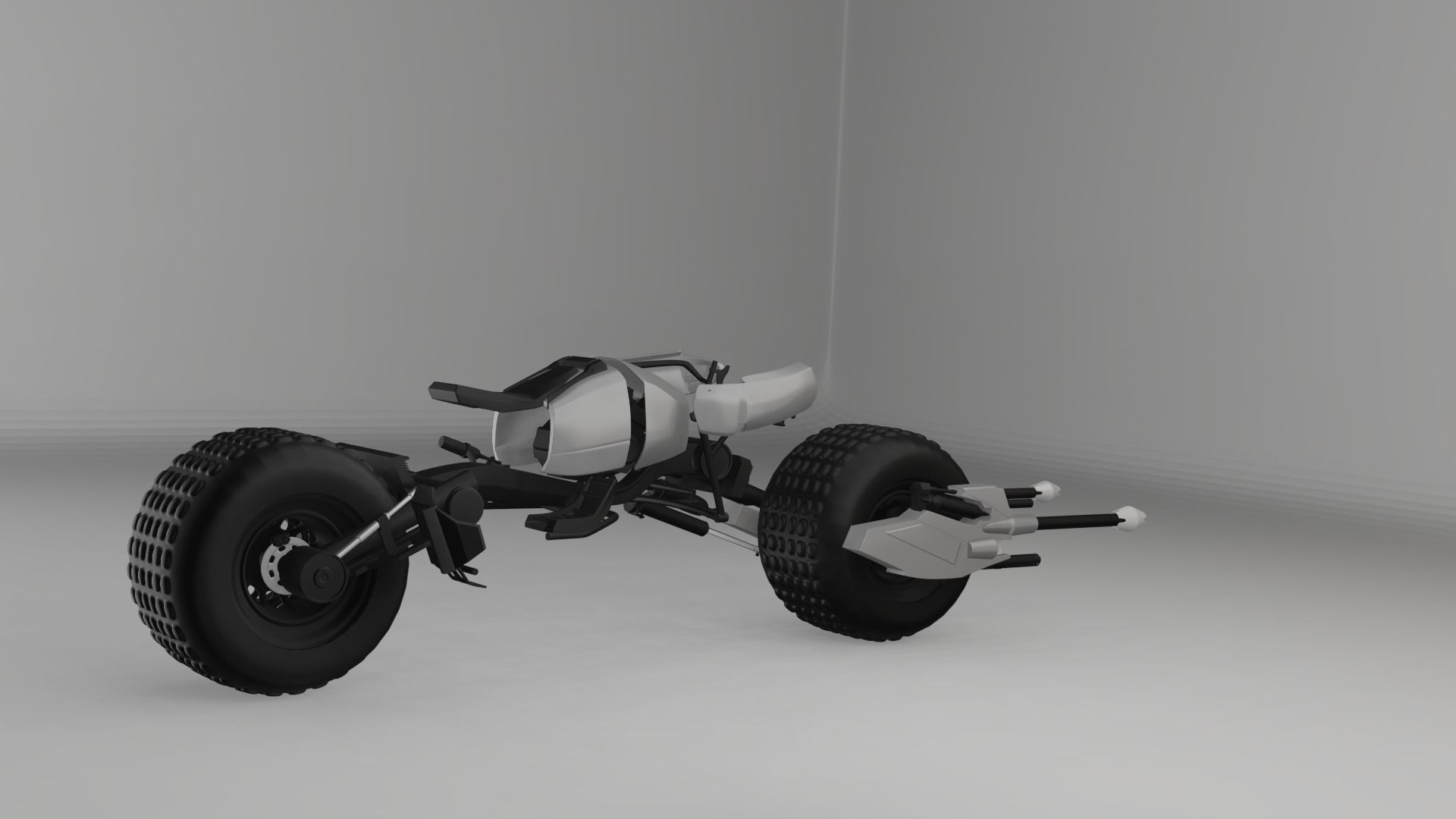 BATPOD motorcycle with gun Low-poly 3D model_2