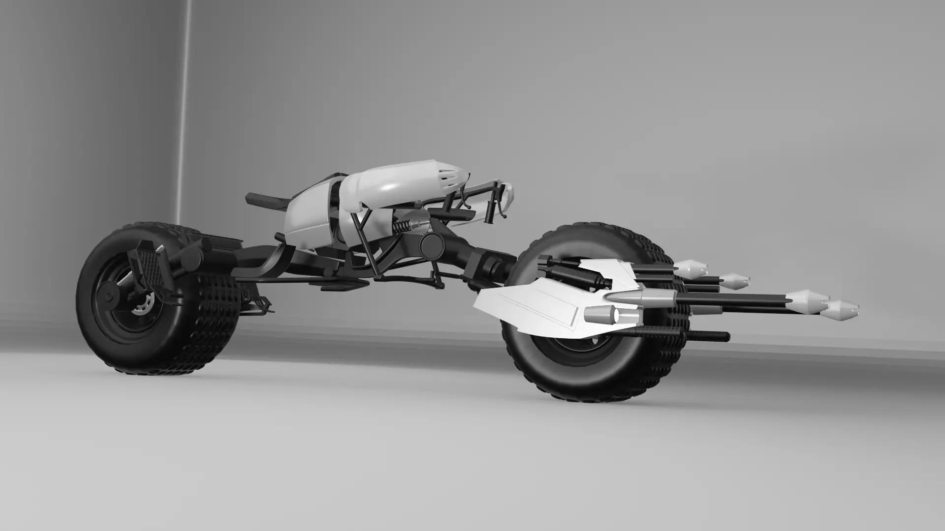 BATPOD motorcycle with gun Low-poly 3D model_0
