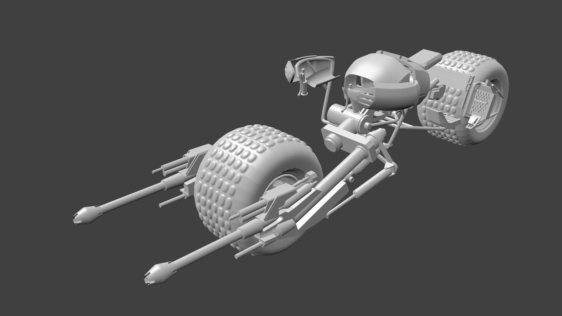BATPOD motorcycle with gun Low-poly 3D model_1