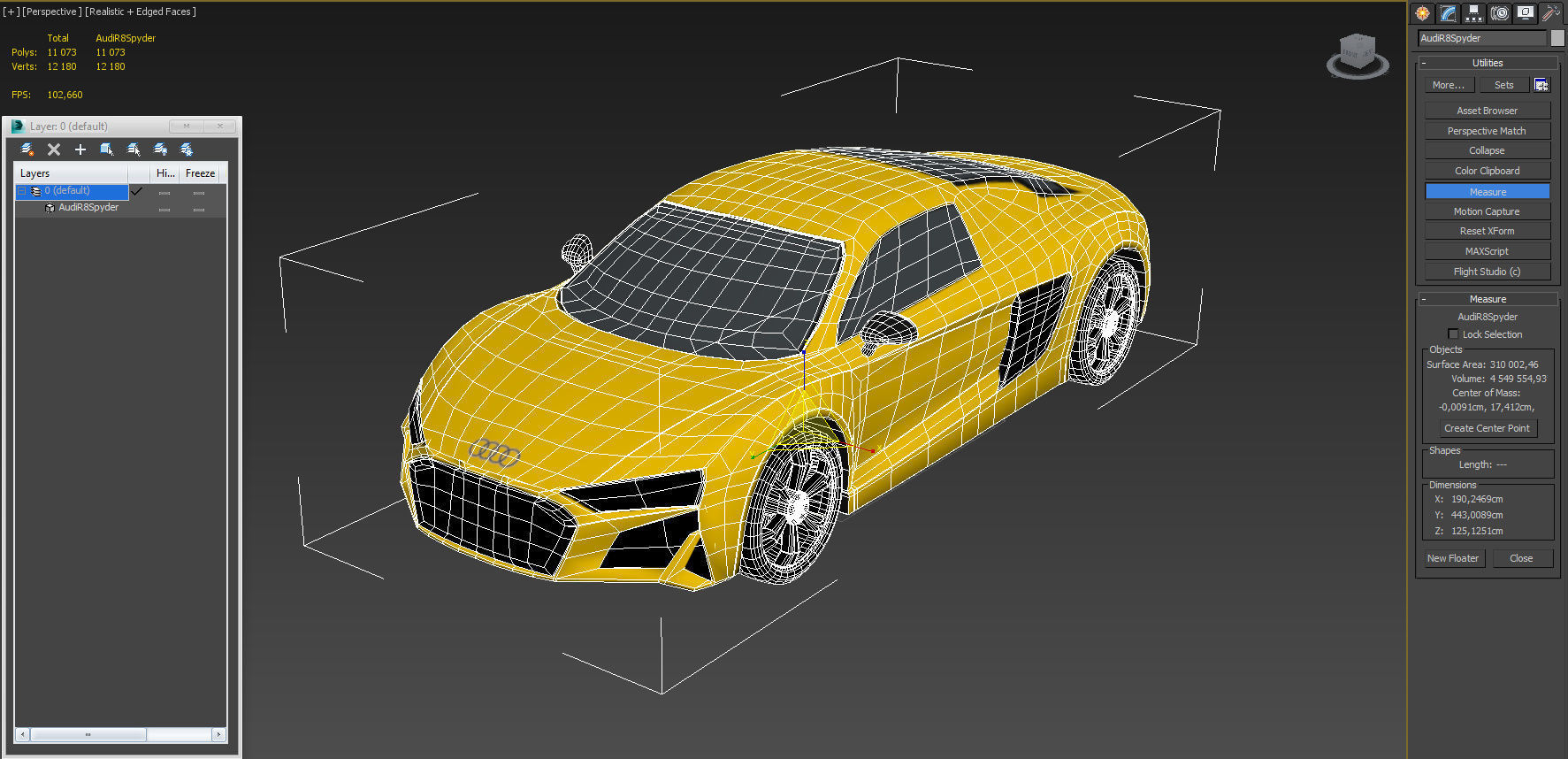 Audi R8 V10 Spyder quattro low poly Low-poly 3D model_6