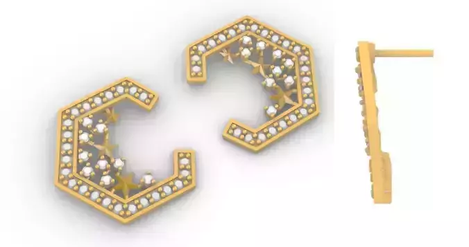 Hexagon Hoop Earring