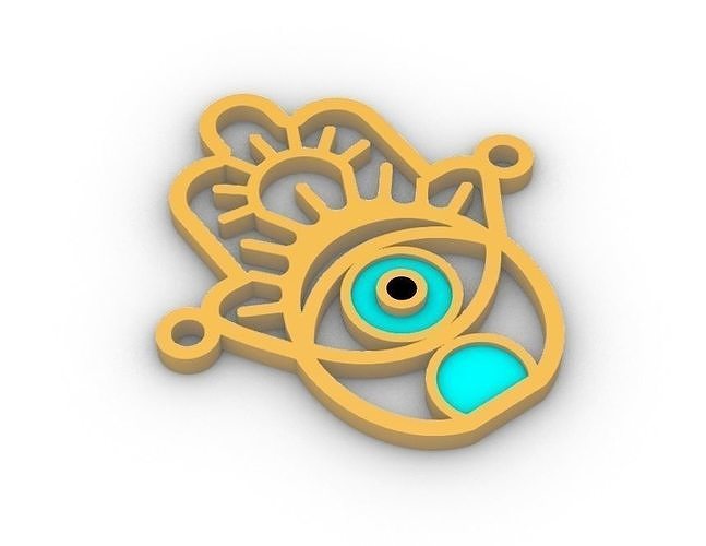 Gold Hamsa Hand Pendant  3D print model