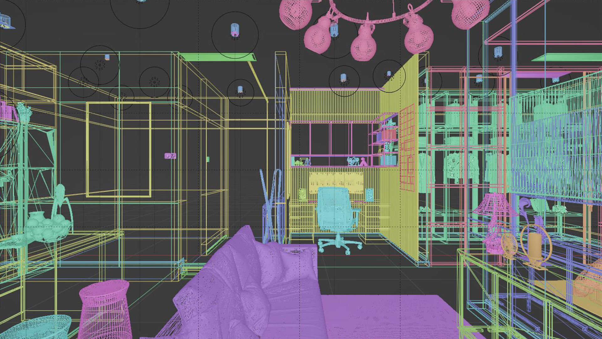 Apartment Studio 64 m2 Blender - Fbx - Obj Low-poly 3D model_10