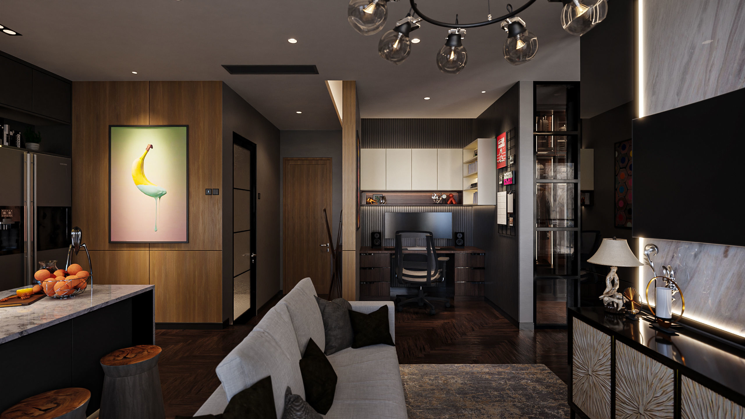 Apartment Studio 64 m2 Blender - Fbx - Obj Low-poly 3D model_4