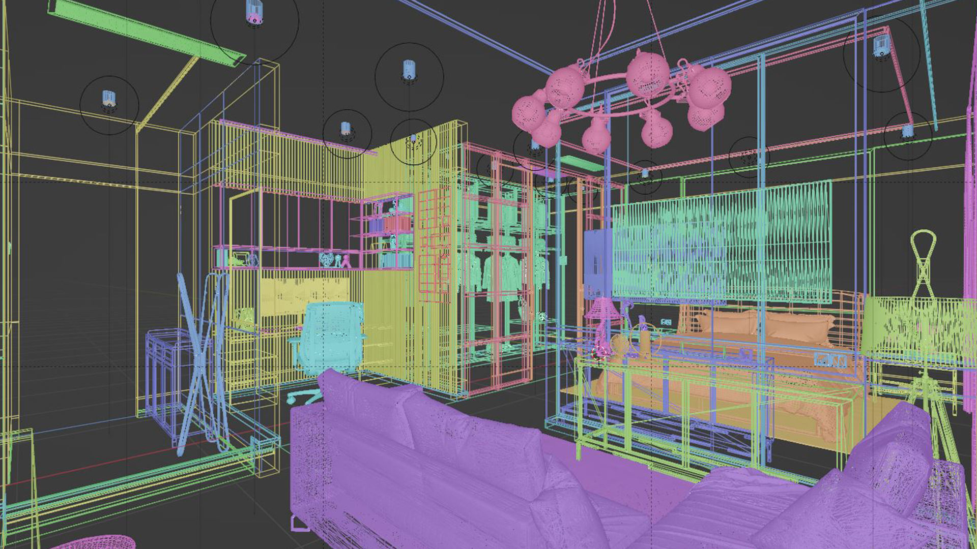 Apartment Studio 64 m2 Blender - Fbx - Obj Low-poly 3D model_7