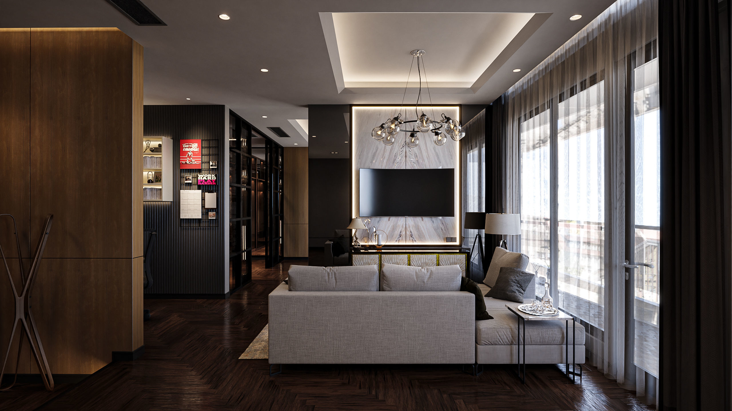 Apartment Studio 64 m2 Blender - Fbx - Obj Low-poly 3D model_6