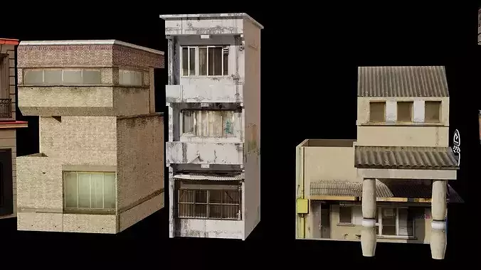 lowpoly building pack Low-poly 3D model 6