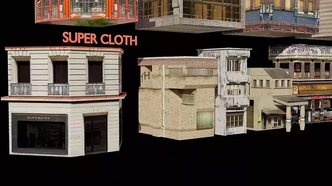 lowpoly building pack Low-poly 3D model 5