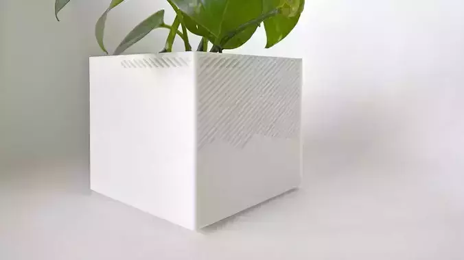 003f - Planter - Medium Cuboid With Pattern - 