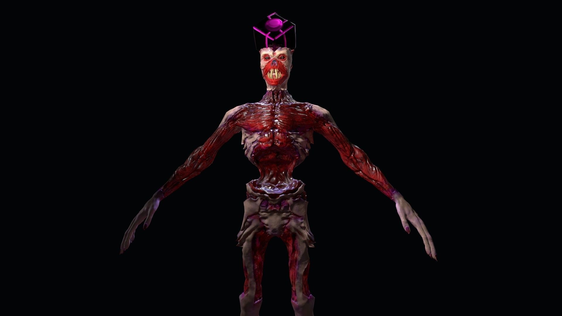 Low poly rigged Monster zombie model Low-poly 3D model_3