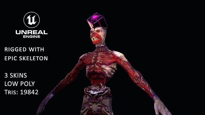 Low poly rigged Monster zombie model Low-poly 3D model