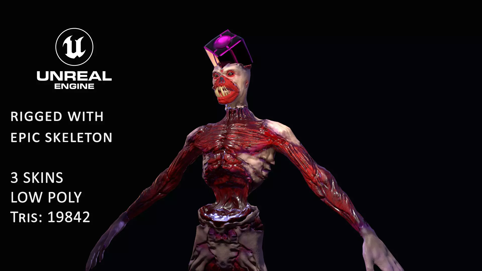 Low poly rigged Monster zombie model Low-poly 3D model_0