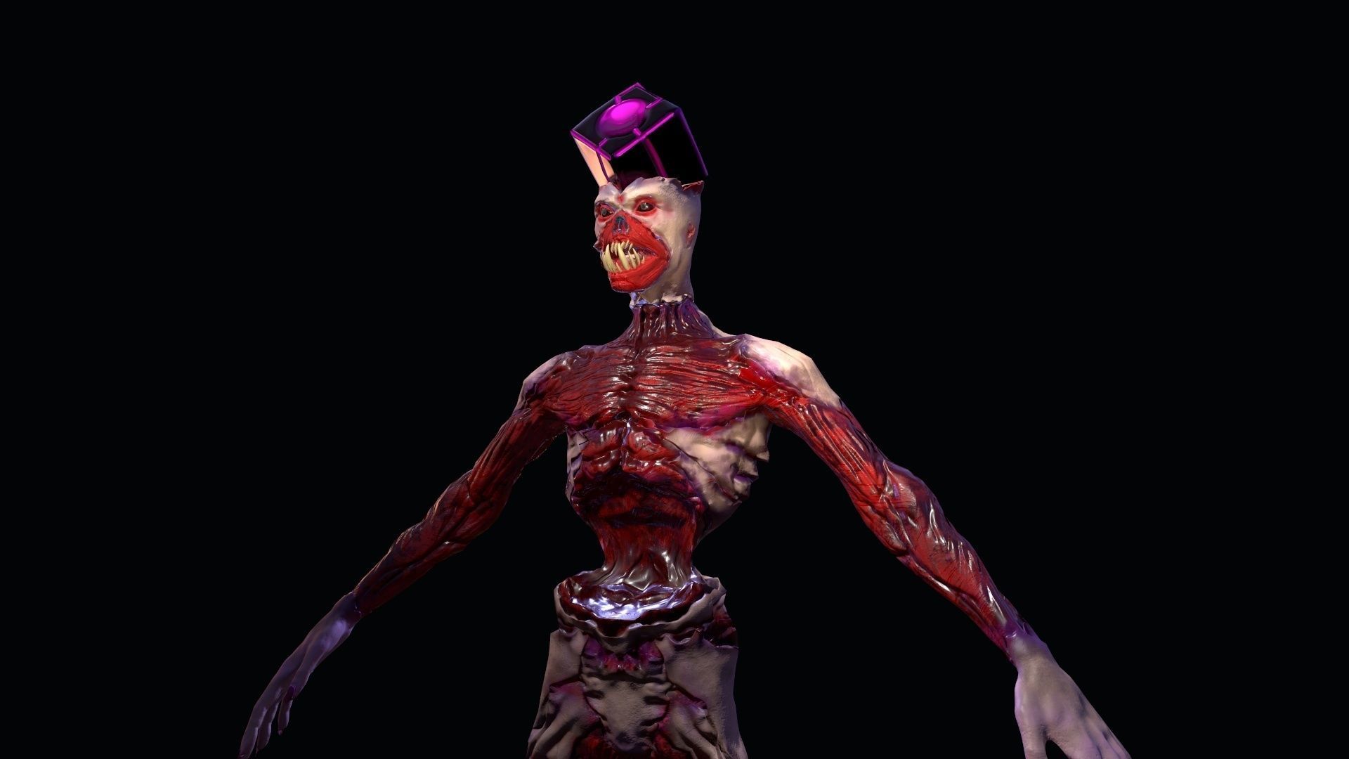 Low poly rigged Monster zombie model Low-poly 3D model_2