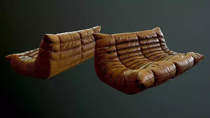 Game Ready Sofa and Chair Low-poly 3D model 7