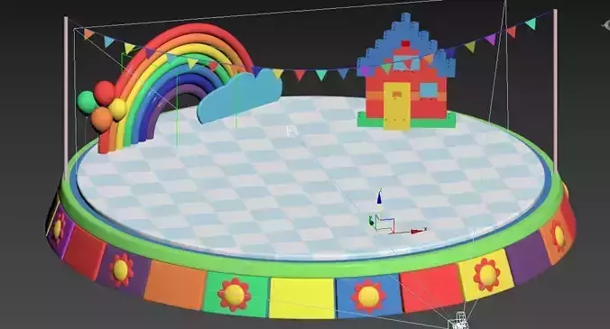 stage circus with rainbow