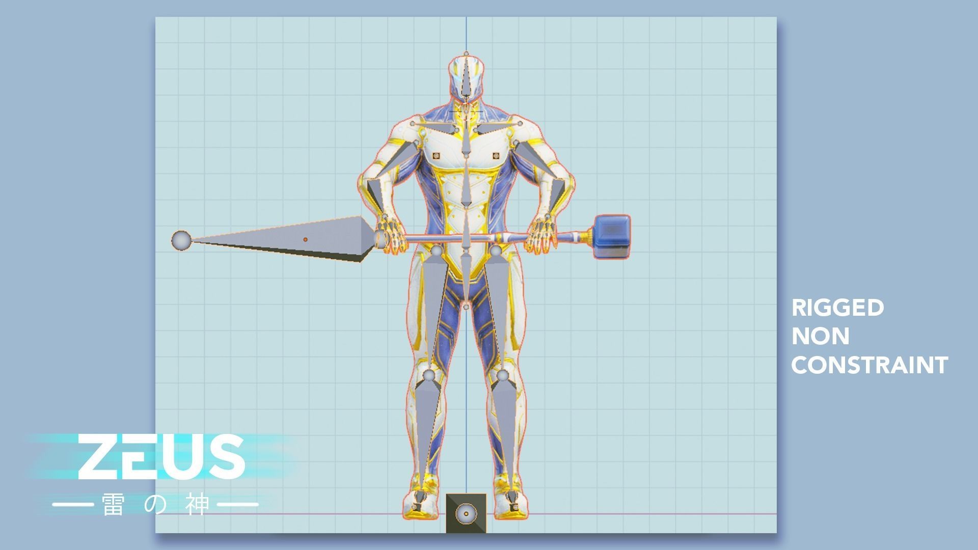 LOW POLY ROBOT - ZEUS GOD OF SKY - THE TRINITY  Low-poly 3D model_30