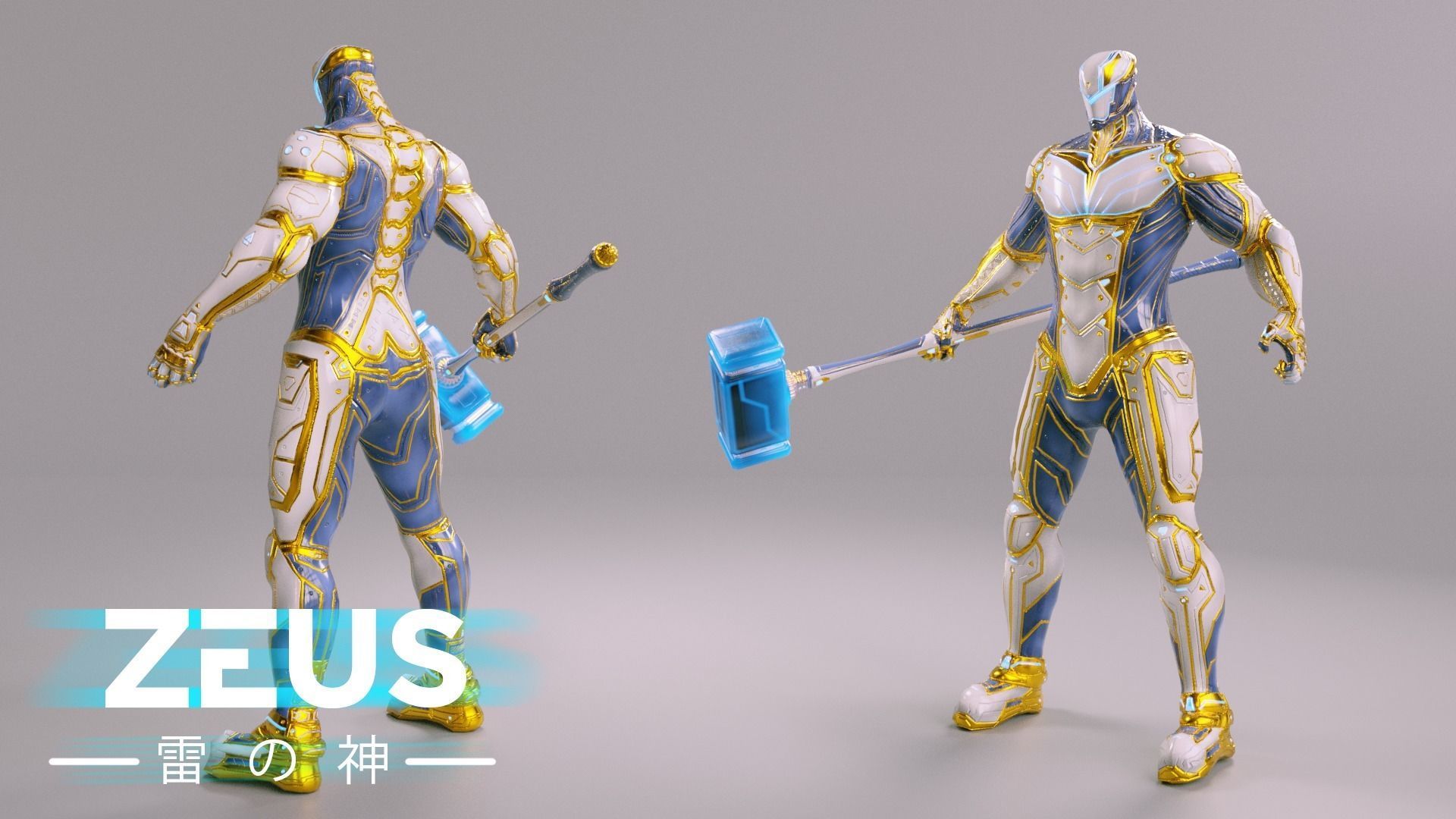 LOW POLY ROBOT - ZEUS GOD OF SKY - THE TRINITY  Low-poly 3D model_6