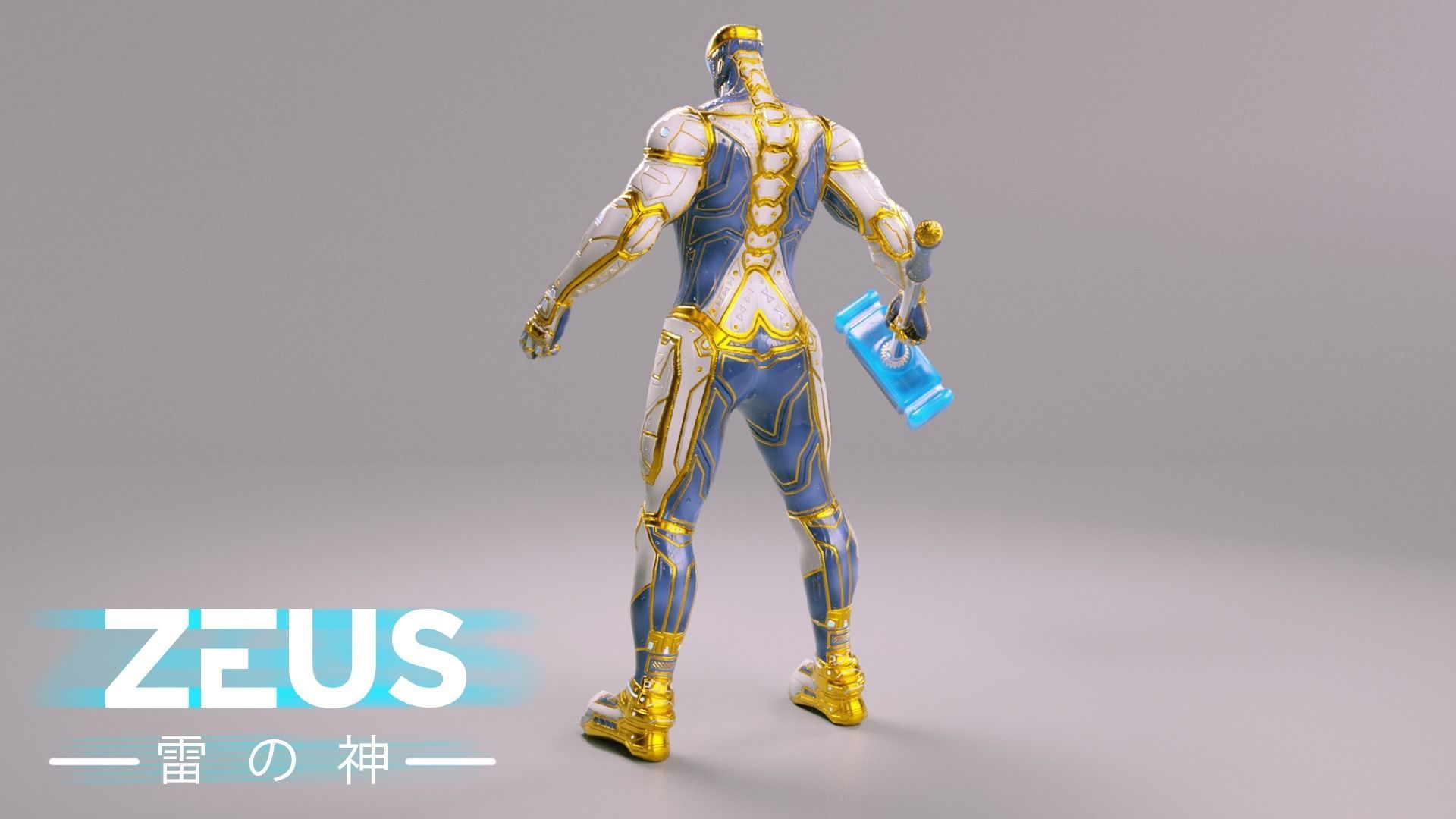 LOW POLY ROBOT - ZEUS GOD OF SKY - THE TRINITY  Low-poly 3D model_7